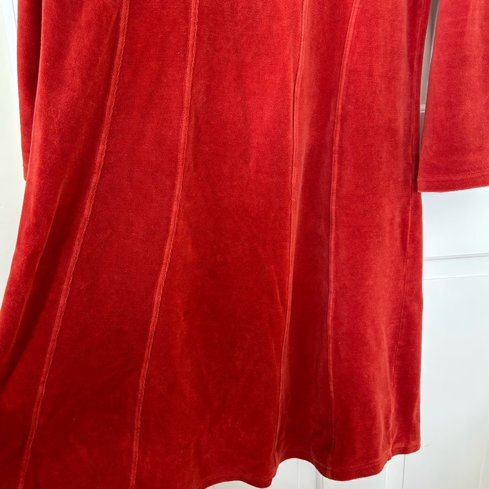 THE TERRITORY AHEAD BURNT ORANGE VELOUR LONG SLEEVE DRESS SIZE MEDIUM - Picture 6 of 9